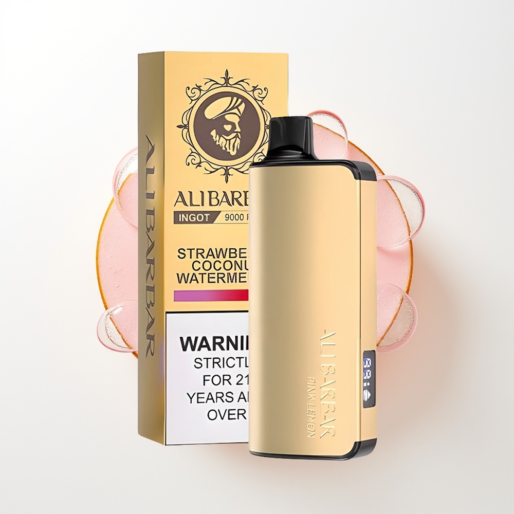 Alibarbar Ingot 9000 Pūšu Rozā Citrons LED Displejs 22ml 2350mAh 1.2 Ohm