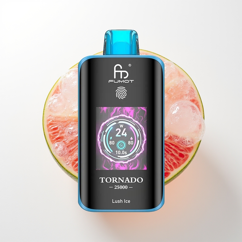 Fumot Tornado 25000 Pūšu Lush Ledus HD Ekrāns 700mAh Akumulators 20ml E-šķidrums Type-C Uzlāde