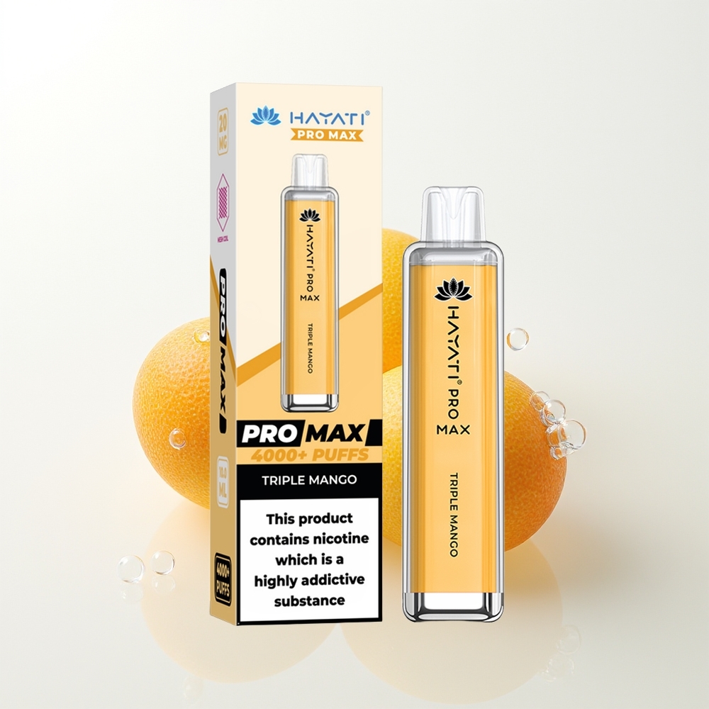 Hayati Pro Max 4000 Iesūkšanas Trīs Mango 2% Nikotīna 1400mAh Uzlādējams LED Gaismas Kristāla Dispozitīvs Vape