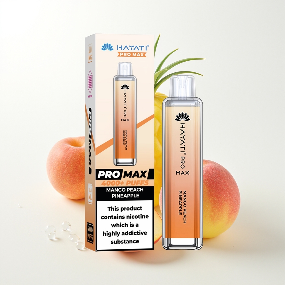 Hayati Pro Max 4000 Pūšanas Manga Persiks Ananāss 2ml TPD Atkārtojami Uzlādējams 1400mAh