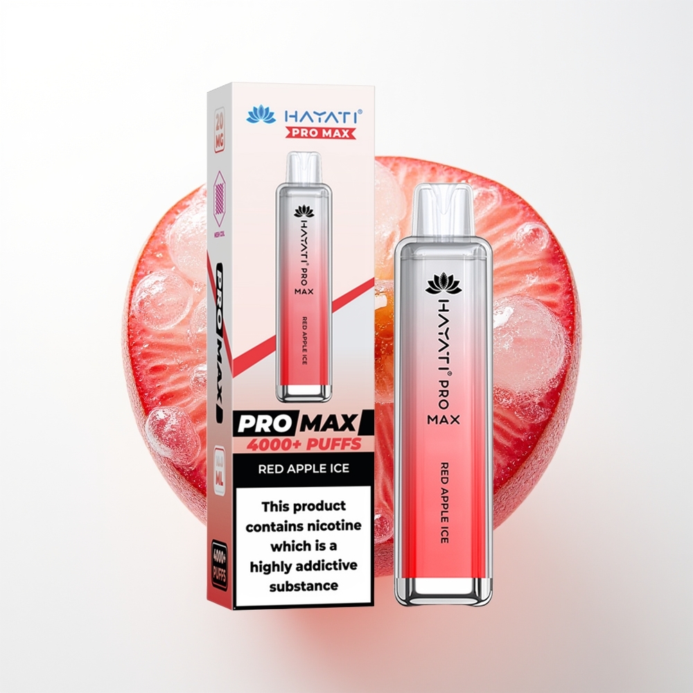 Hayati Pro Max 4000 Pūšu Izmetamais Veips Sarkanais Ābols Ledus 2ml TPD 1400mAh