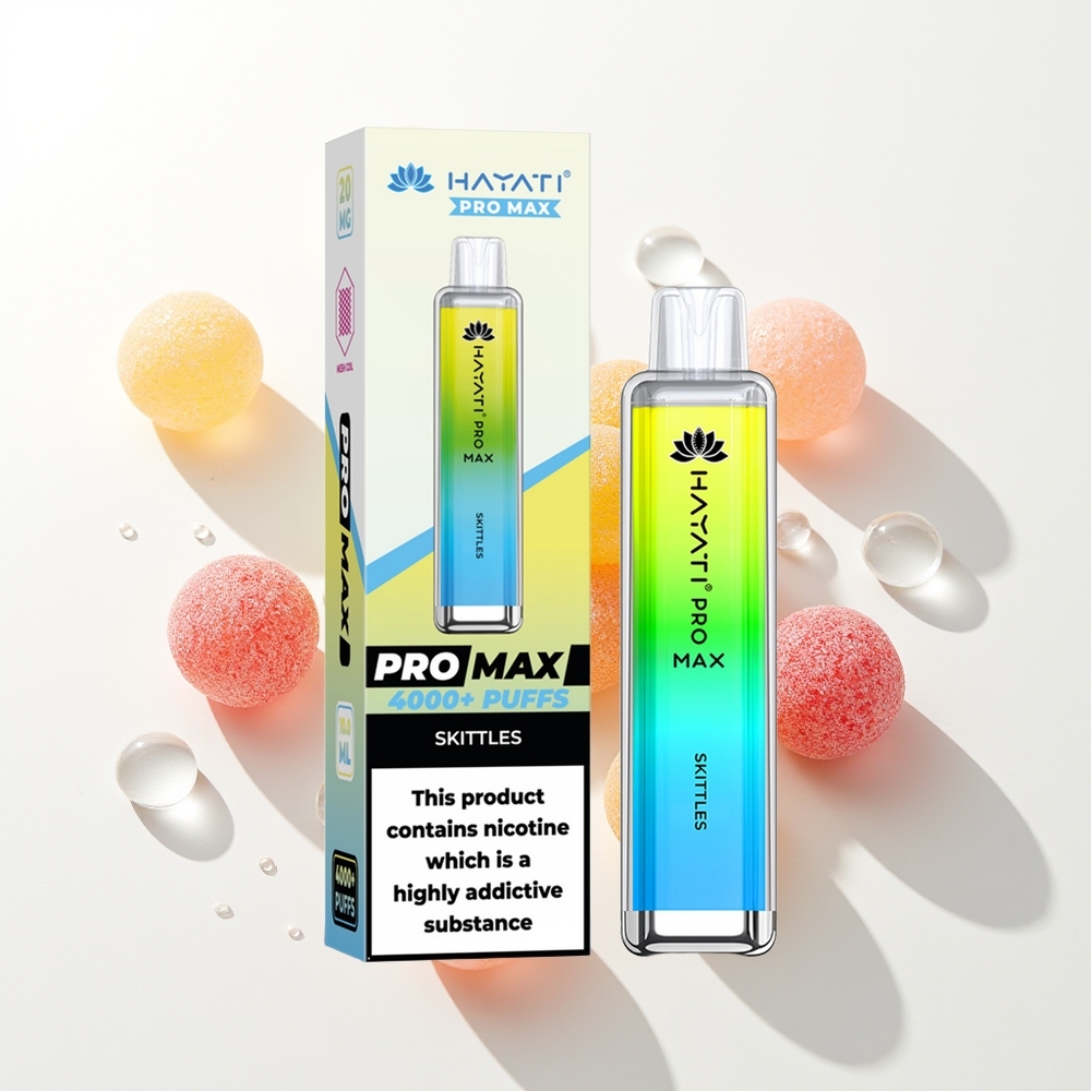 Hayati Pro Max 4000 Pūšu Izmetamais Veips Skittles (2ml tvertne 10ml automātiska pildīšana 1400mAh akumulators 2%/5% nikotīna)