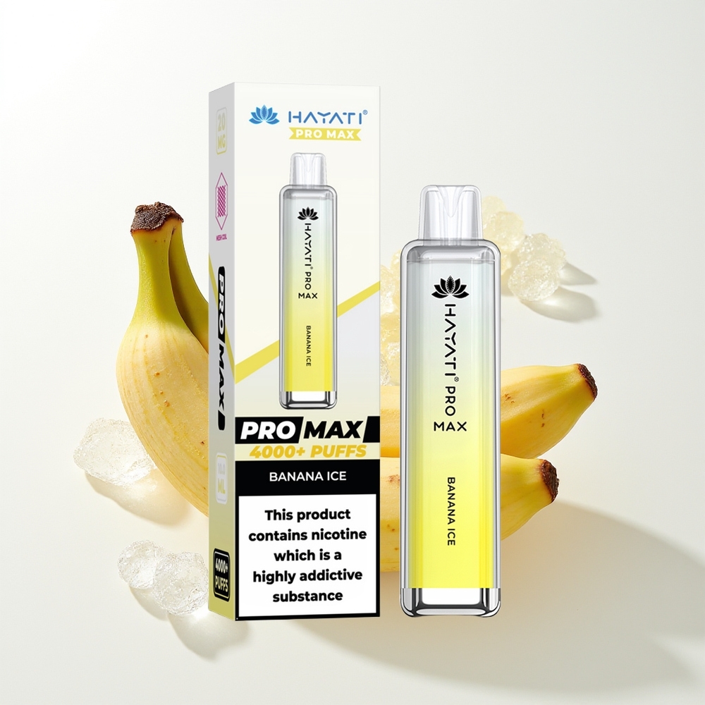 Hayati Pro Max 4000 Puffs Banānu Ledus ar 2ml tvertni un 1400mAh akumulatoru