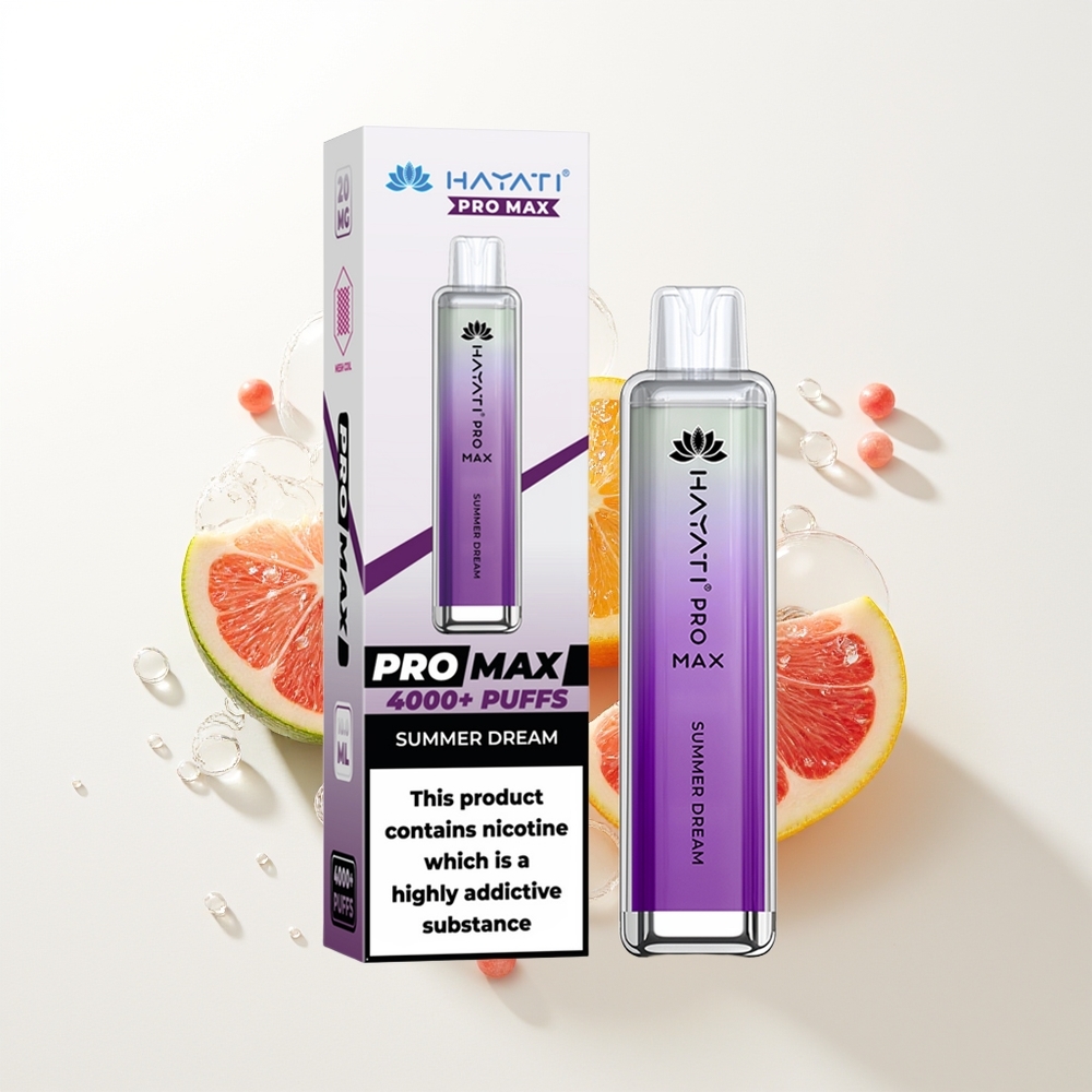 Hayati Pro Max 4000 Puffs Vasaras Sapnis 2ml 10ml automātiska uzpilde 1400mAh baterija 2% 5% Nikotīna stiprums