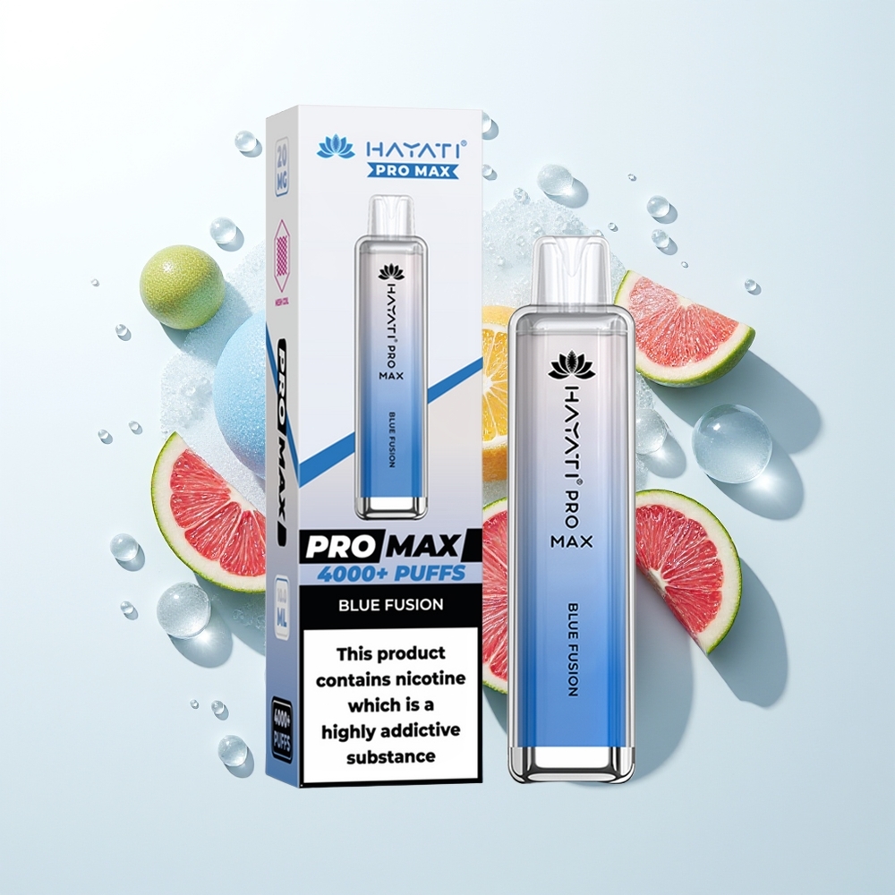 Hayati Pro Max 4000 Puffs Zilā Fūzija 2ml/10ml 2%/5% Nikotīns 1400mAh