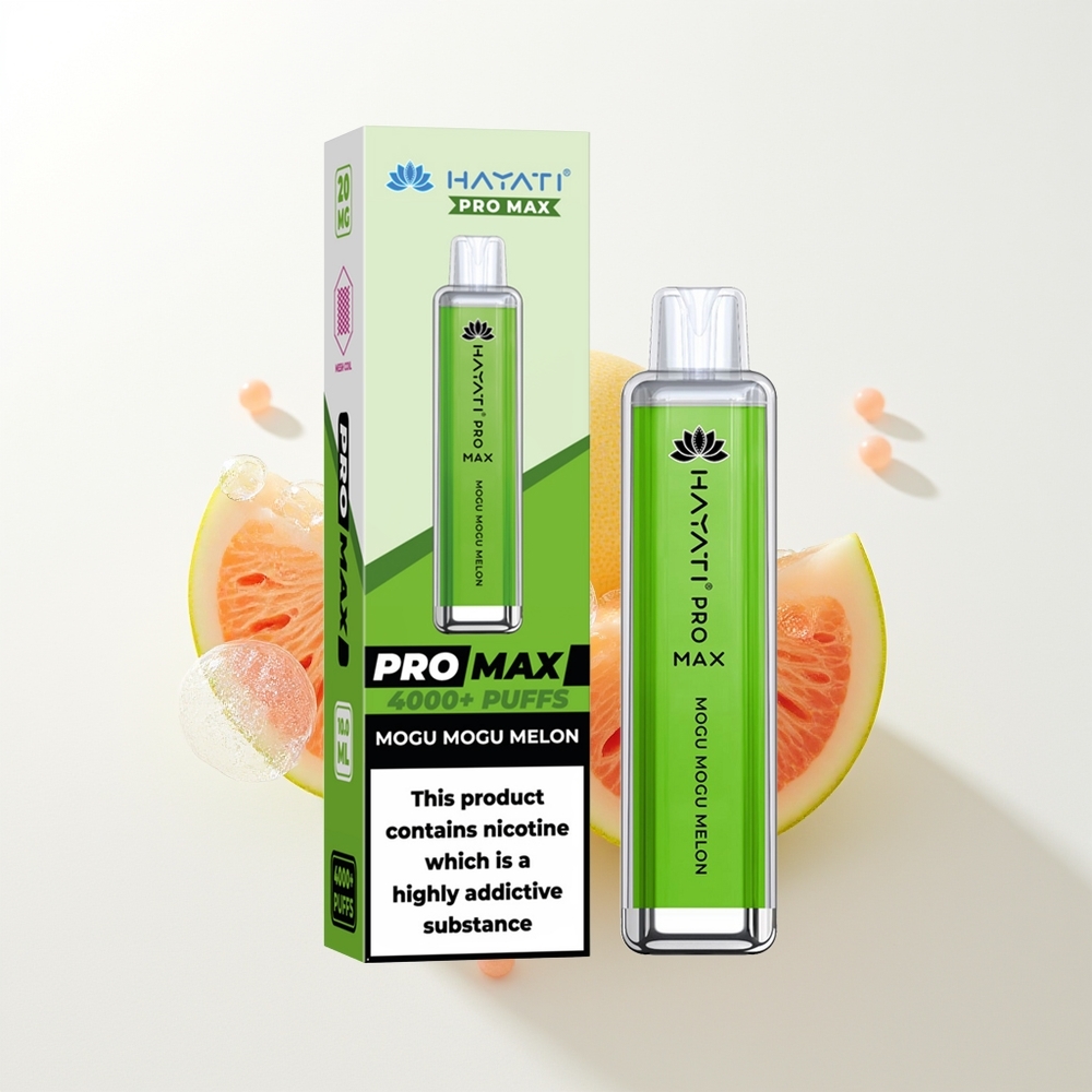 Hayati Pro Max 4000 Puffu Mogu Mogu Melone ar 5% Nikotīna un 1400mAh Akumulatoru