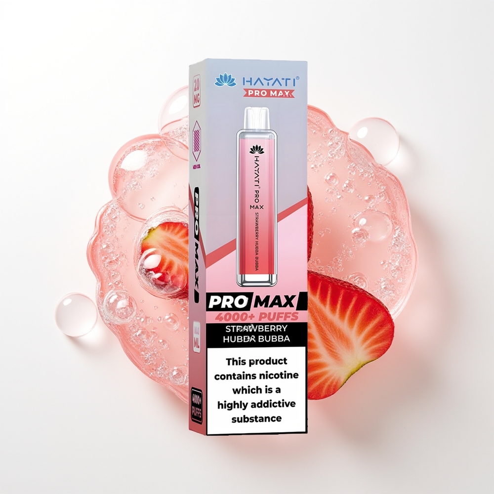 Hayati Pro Max 4000 Puffu Zemenes Hubba Bubba 2% Nikotīns 1400mAh Akumulators