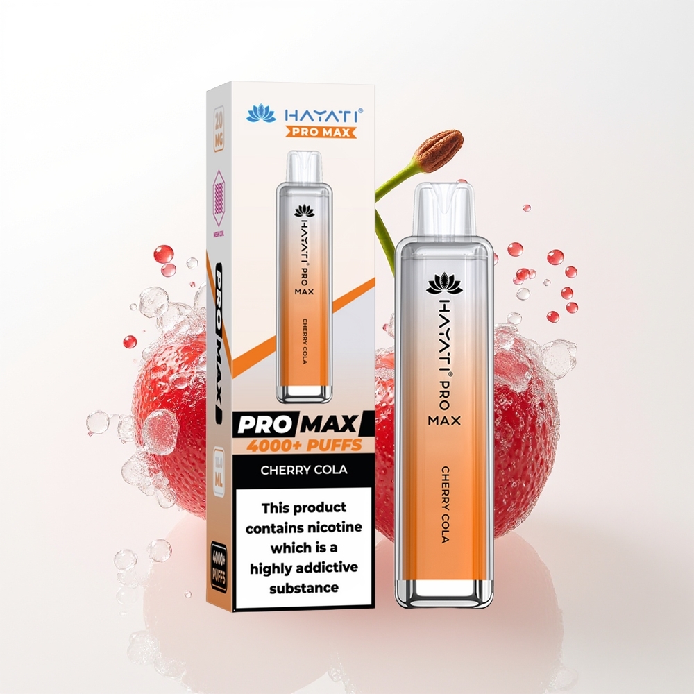Hayati Pro Max 4000 Puffu Ķiršu Kola 2ml TPD 1400mAh 2%/5% Nikotīns