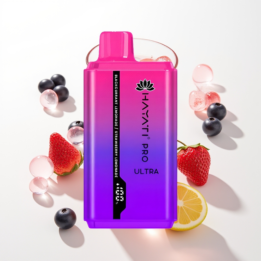 Hayati Pro Ultra 15000 Pūšu Melnā Obolāda Citronāde Zemeņu Citronāde
