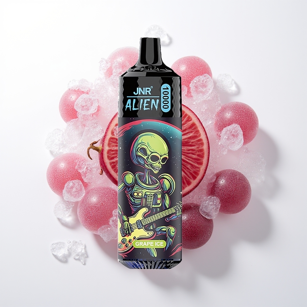 JNR Alien 10000 Pūšu Vienreizējās Lietošanas Vape Vīnogu Ledus ar 850mAh, 1.2 Ohm Mesh Coil, Type-C Quick Charge, LED (RGB) Gaismas