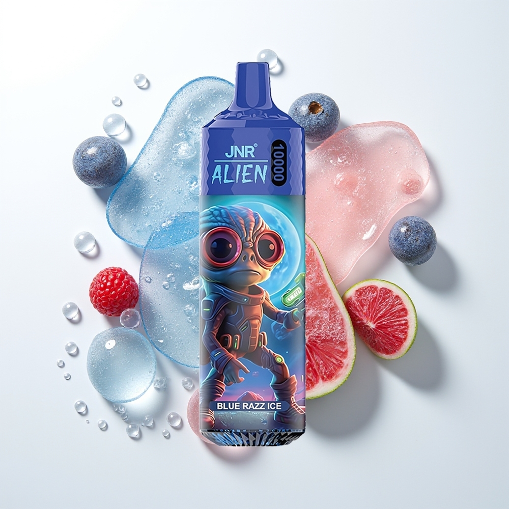 JNR Alien 10000 Pūšu Zilā Aveņu Ledus Vienreizējās Lietošanas Vape ar 850mAh, 1.2 Ohm Mesh Coil un LED (RGB) Gaismu