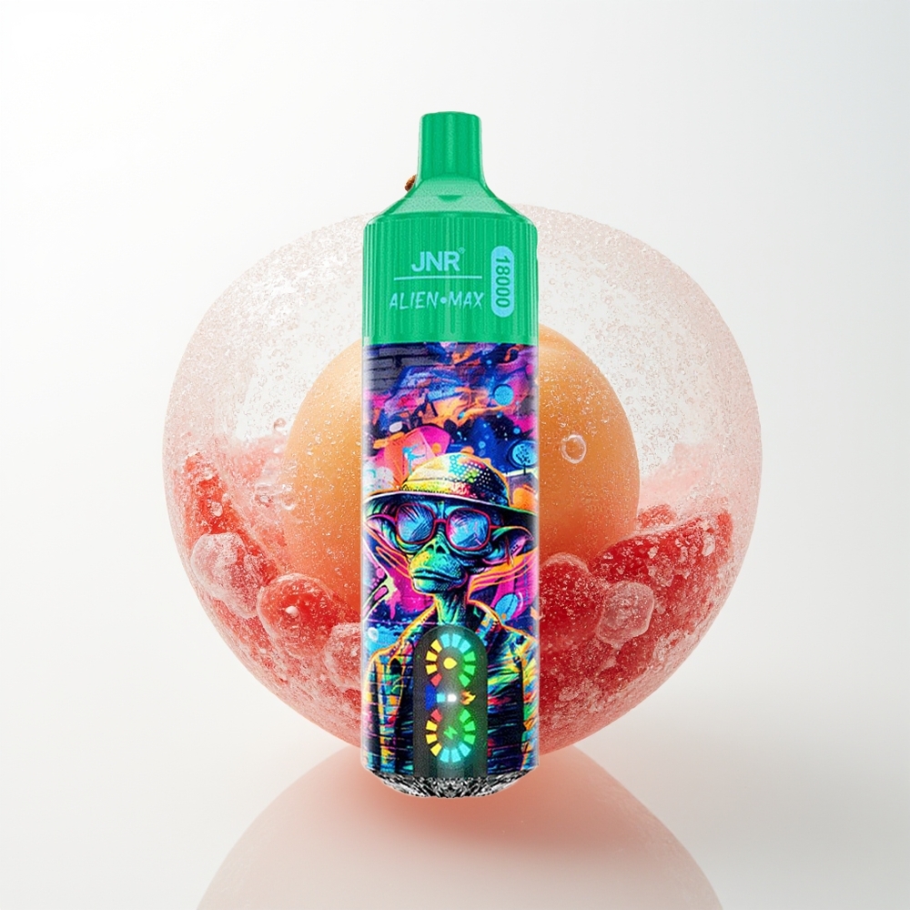 JNR Alien Max 18000 Pūšu Saldētu Ābolu Vienreizējās Lietošanas Vape ar LED Displeju, Dual Mesh Coil, 28ml E-šķidruma un Type-C Uzlādi