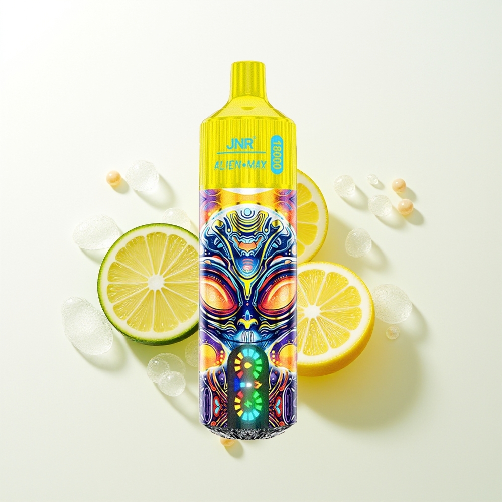 JNR Alien Max 18000 Pūšu Vienreizējās Lietošanas Vape Citrons & Laims, Smart LED Displejs, Dual Mesh Coil, Dual Core, 850mAh, Type-C Quick Charge