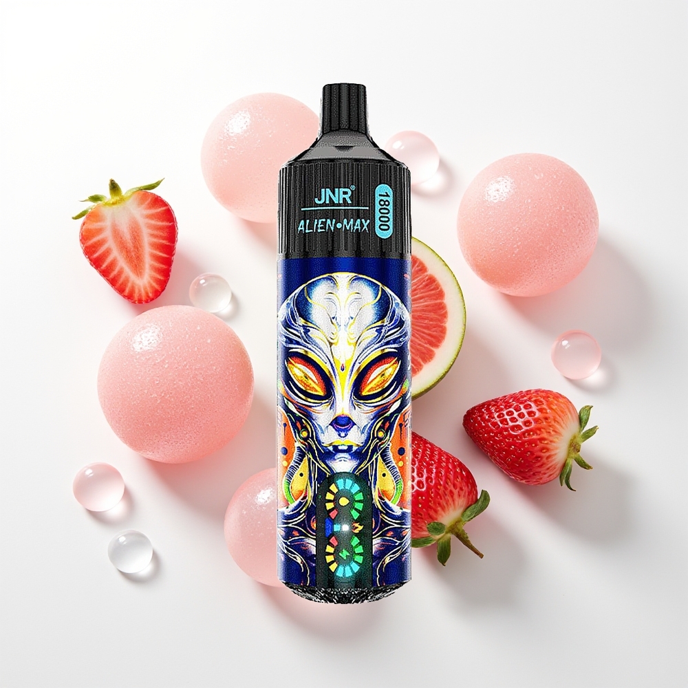 JNR Alien Max 18000 Pūšu Zemeņu Arbūzu Sīkļu Displejs, Dubultā Režģa Serde, 28ml, 850mAh, Type-C