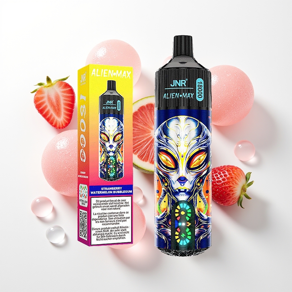 JNR Alien Max 18000 Pūšu Zemeņu Arbūzu Sīkļu Displejs, Dubultā Režģa Serde, 28ml, 850mAh, Type-C