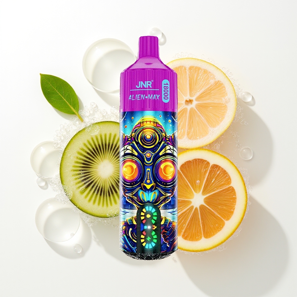 JNR Alien Max 18000 Puffs Vienreizējās Lietošanas Vape Kivija Pasionaugu Gvaja ar LED Displeju, Dubultā Stieple un 28ml E-Šķidruma, Type-C Uzlāde