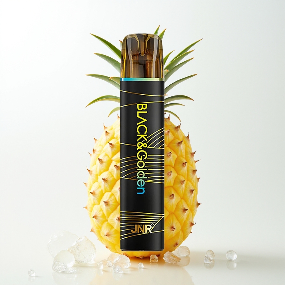 JNR Black&Golden 800 Pūšanas Vienreizējās Lietošanas Vape Ananāsu Ledus ar 550mAh, 2ml, 2% Nikotīna, TPD