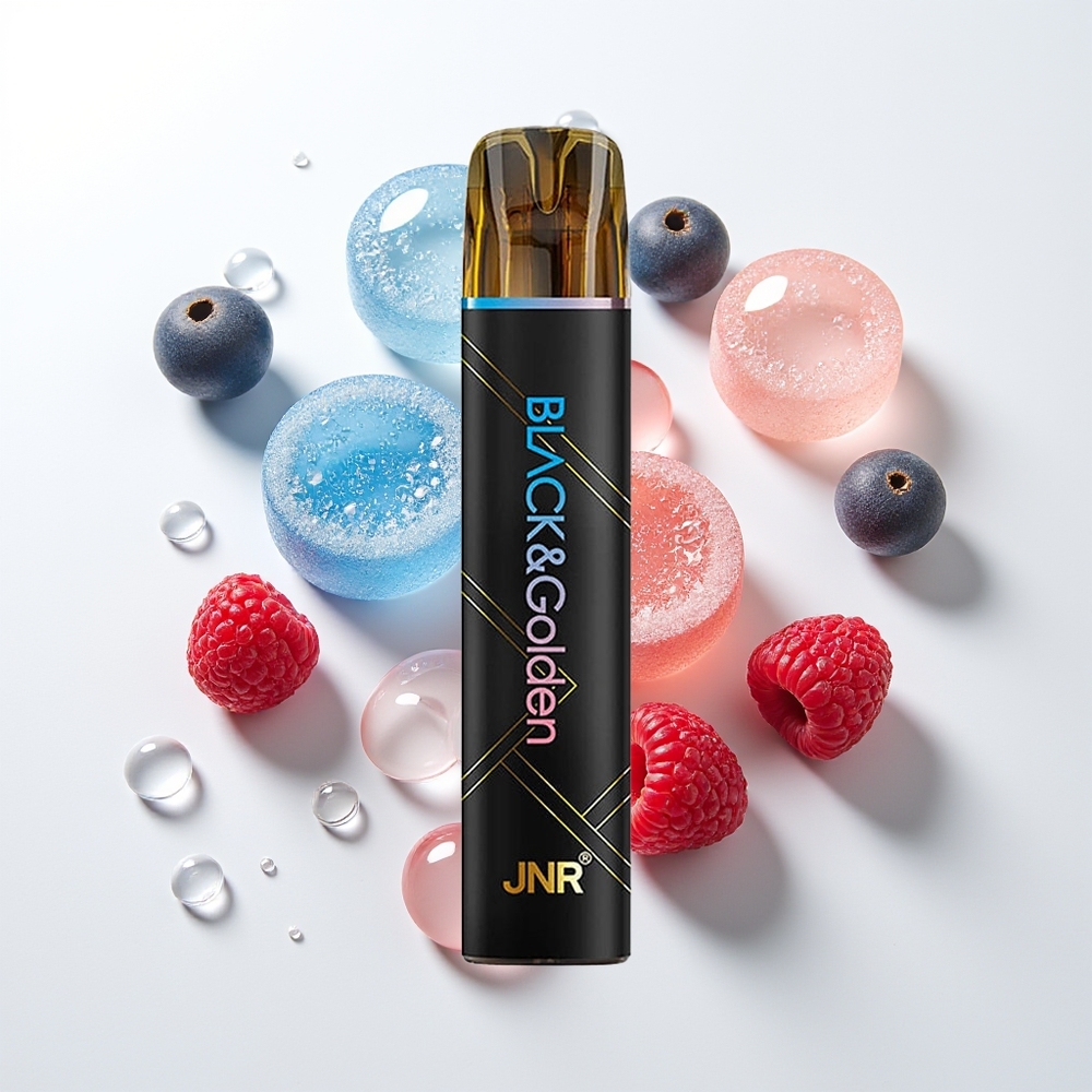 JNR Black&Golden 800 Pūšu Vienreizējās Lietošanas Vape Zilā Aveņķirša