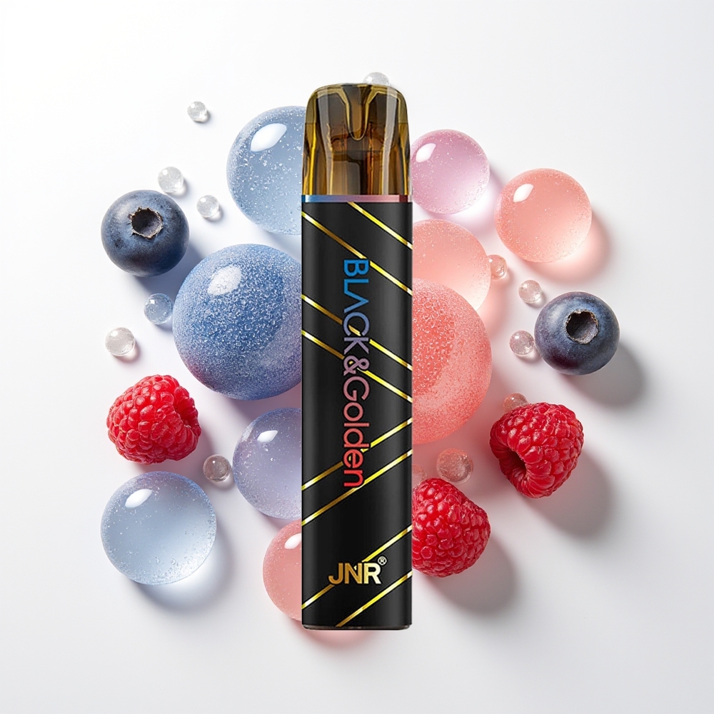 JNR Black&Golden 800 Pūšu Vienreizējās Lietošanas Vape Zilā Persīte Skābā Aveņa 550mAh 2ml 2% Nicotine TPD