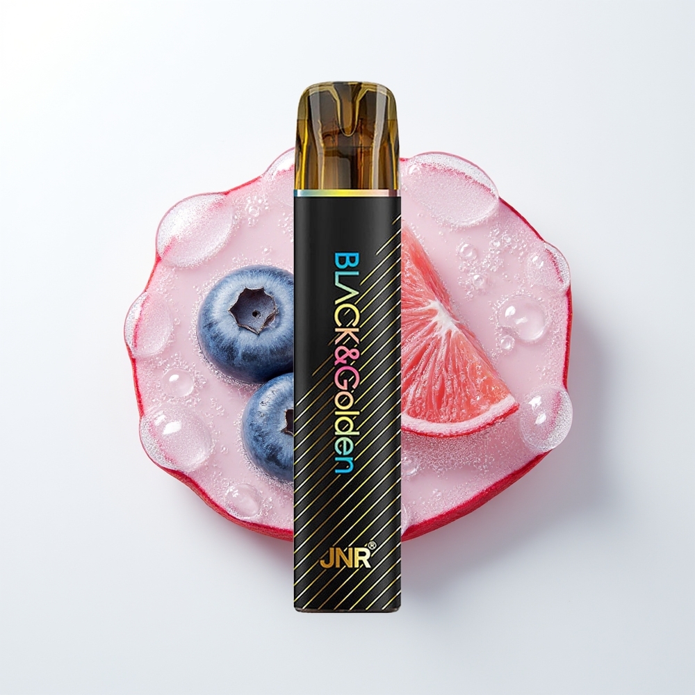 JNR Black&Golden 800 Pūšu Vienreizējās Lietošanas Vape Zilenes Pušķu Gumijas (550mAh, 2ml, Nikotīns 2%, TPD)