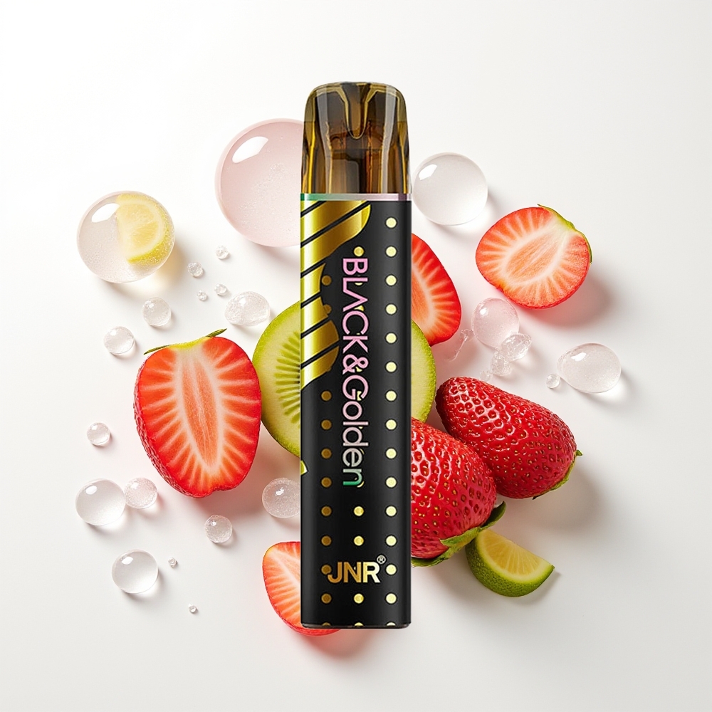 JNR Black&Golden 800 Puffs Vienreizējās Lietošanas Vape Zemeņu Kiwi 550mAh 2ml 2% Nikotīns