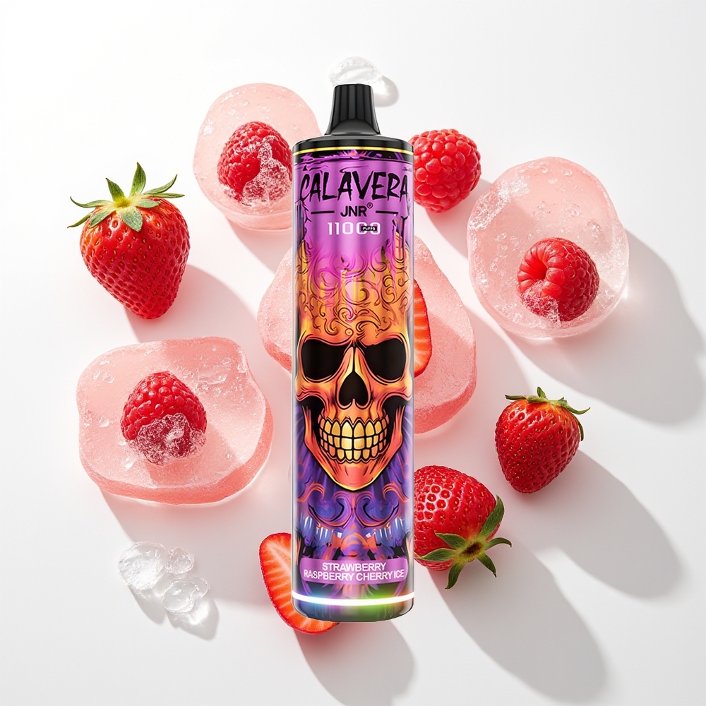 JNR Calavera 11000 Puffs Vienreizējās Lietošanas Vape Zemenes Aveņu Ķiršu Ledus ar Type-C, 850mAh, 21ml, 1.0ohm Mesh Coil, 0%/2%/5% Nikotīns
