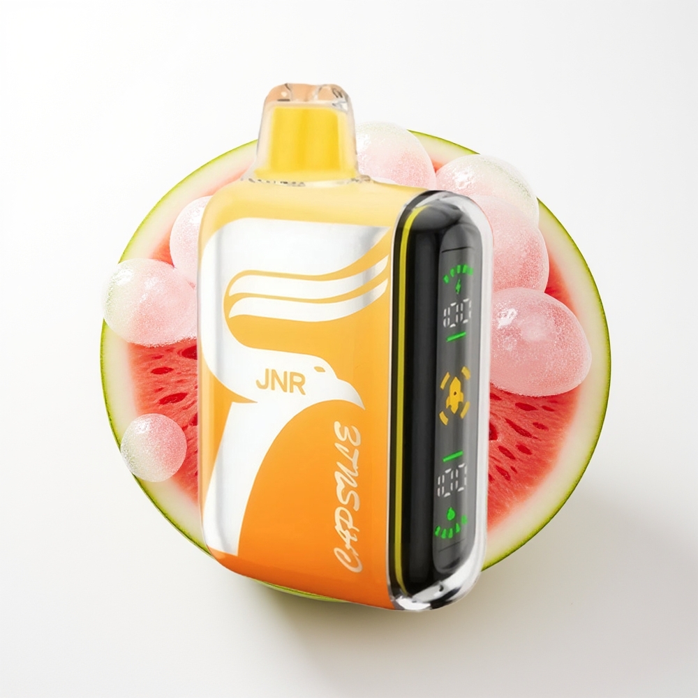 JNR Capsule 15000 Pūšņi Vienreizējās Lietošanas Vape Arbūzs Irchee 850mAh 20ml 20W Dual Mesh Coil Smart LED Display Boost Mode Type-C Quick Charge Full-Screen Immersion Battery & Vape Display 2% 5%