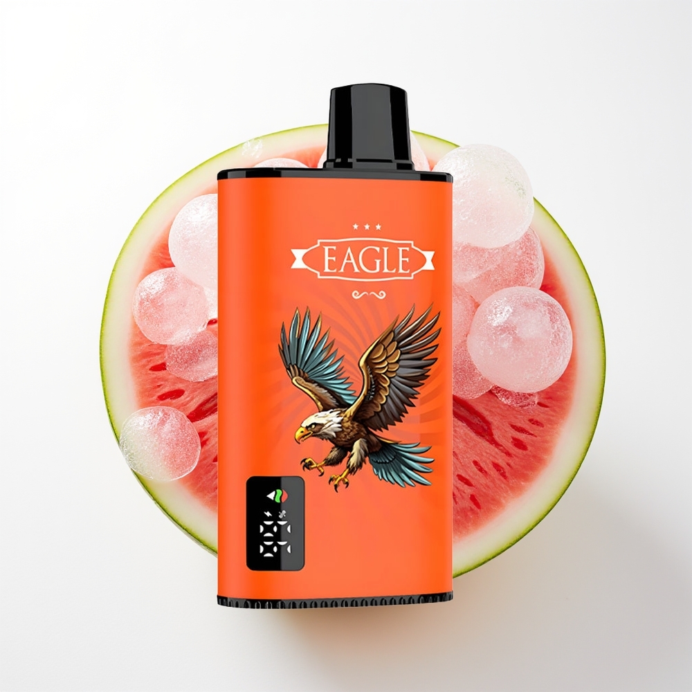 JNR EAGLE Smart 23000 Pūšu Vienreizējās Lietošanas Vape Arbūzs Ledus ar Digitālo Displeju, 1.0ohm Mesh Coil, Regulējamu Gaisa Plūsmu, 750mAh Akumulatoru, Type-C Uzlādi, 25ml E-Šķidruma Tilpumu, Nikotī