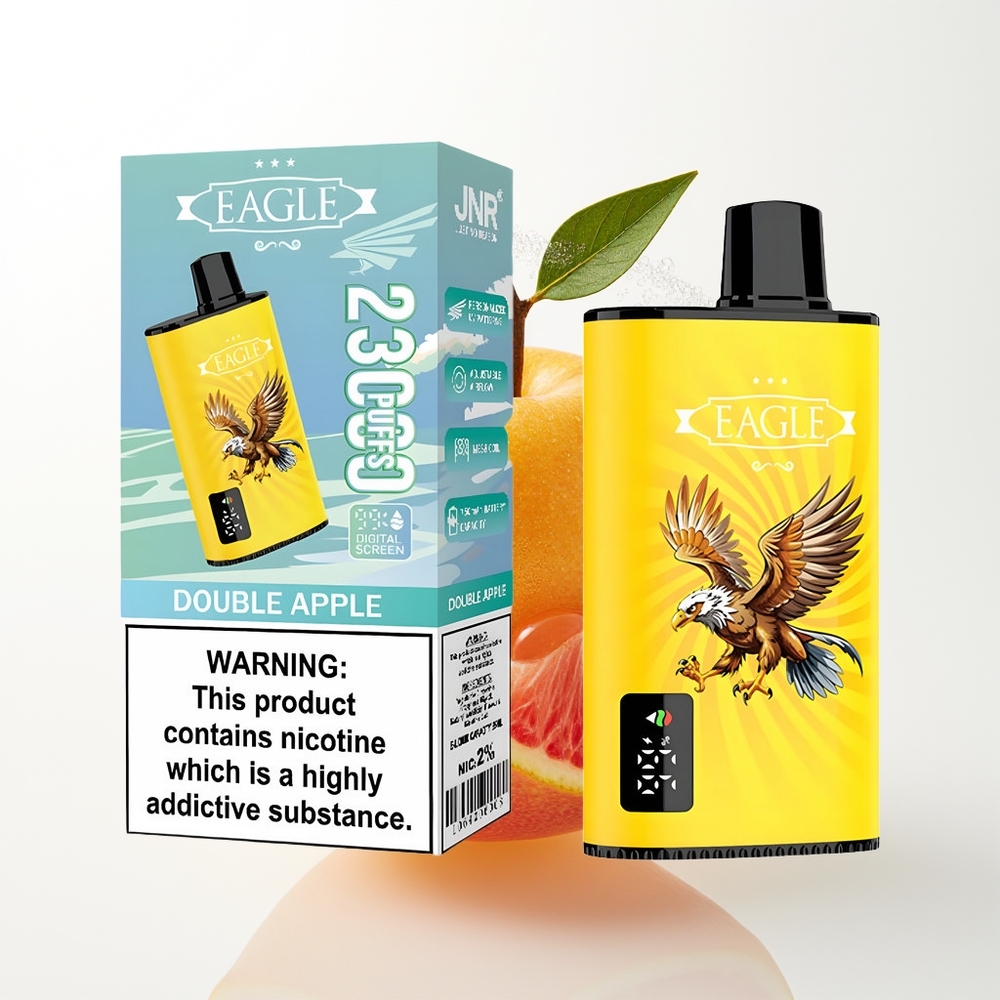 JNR EAGLE Smart 23000 Pūšu Vienreizējās Lietošanas Vape Divi Āboli Digitālais Displejs 1.0ohm Sietspole Kustīga Gaisa Plūsma 750mAh Akumulators Type-C Uzlāde 25ml eŠķidrums