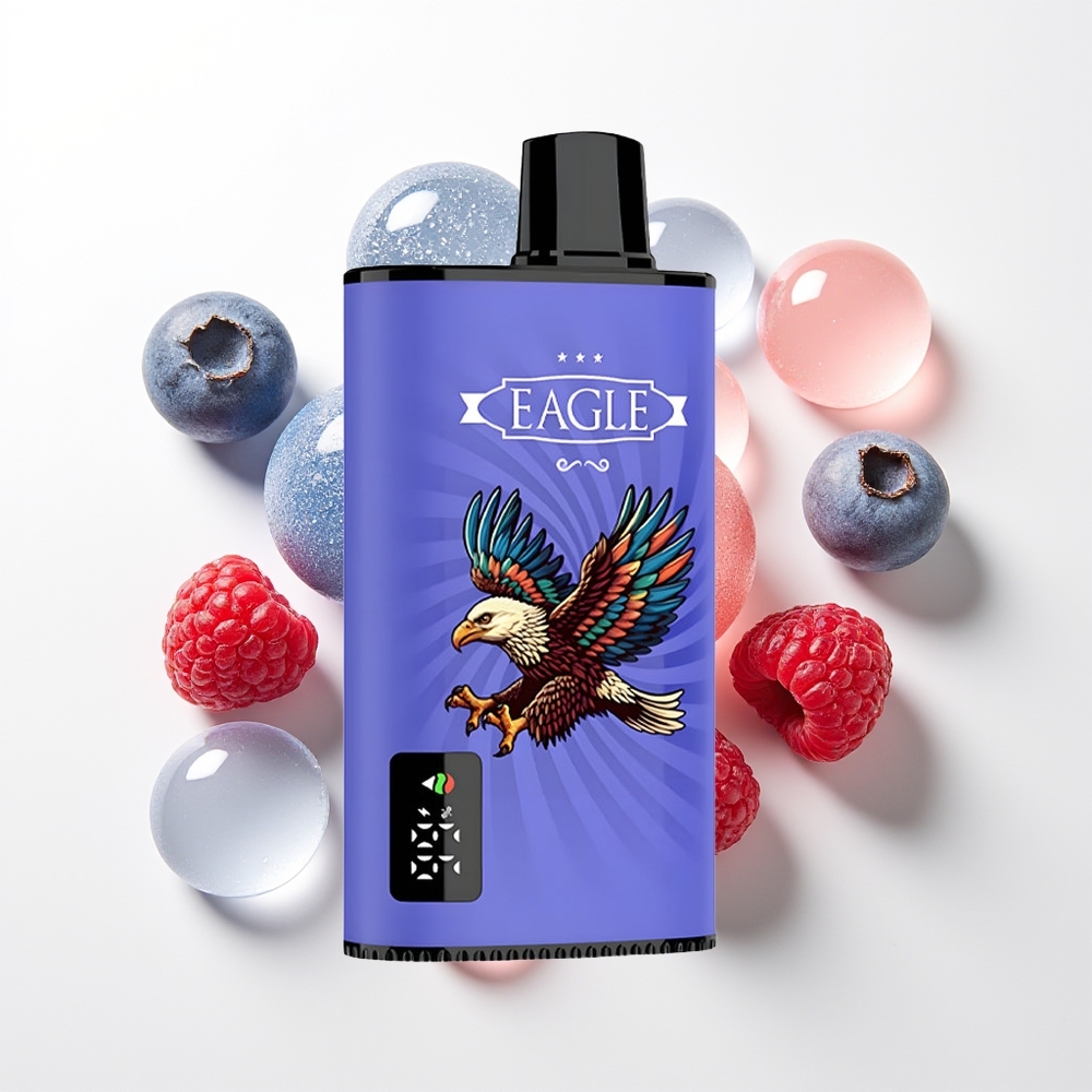 JNR EAGLE Smart 23000 Pūšu Vienreizējās Lietošanas Vape Krāšņā Melleņu Aveņu Ķiršu ar Digitālo Ekrānu, 1.0ohm Mesh Coil, Regulējamu Gaisa Plūsmu, 750mAh Bateriju, Type-C Uzlādi, 25ml e-Liquid ietilpīb