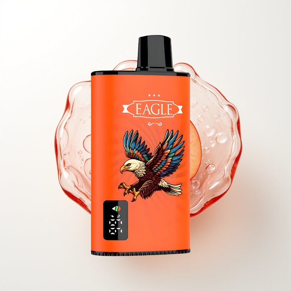 JNR EAGLE Smart 23000 Puffs Vienreizējās Lietošanas Vape Sulu Persiki ar Digitālo Displeju, 1.0ohm Mesh Coil, Regulējamu Gaisa Plūsmu, 750mAh Akumulatoru, Type-C Uzlādi, 25ml e-Skapī