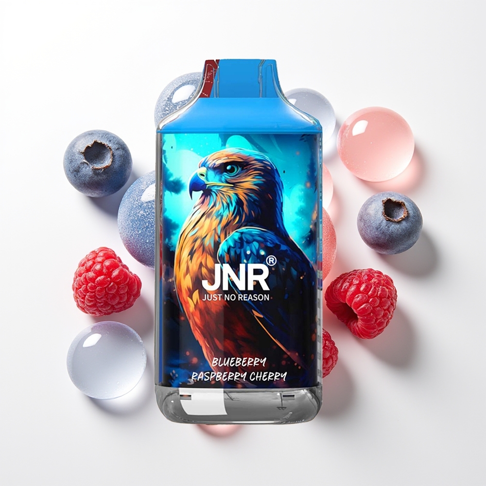 JNR Falcon 16000 Ievelmes Zilā ķiršeņu Aveņu Vienreizējās Lietošanas Vape 850mAh 22ml Dual Mesh Coil Type C & Lightning Smart LED 0% 2%