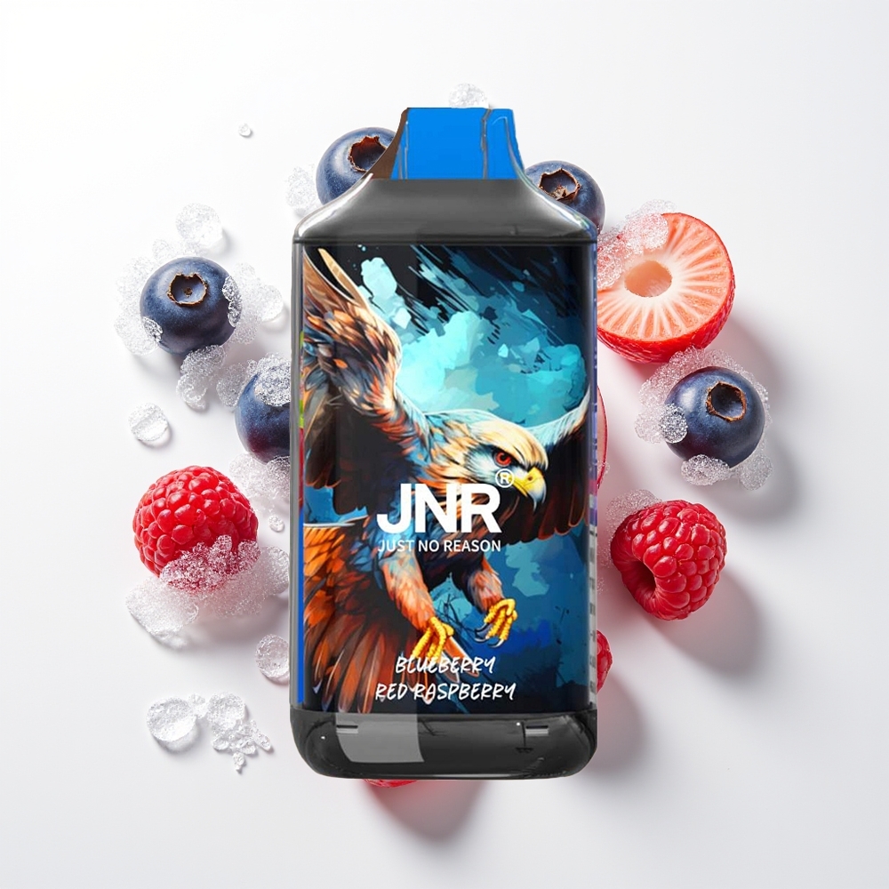 JNR Falcon 16000 Pūfu Vienreizējās Lietošanas Vape Zilene Sarkana Avene 850mAh 22ml Dual Mesh Coil Type C & Lightning Smart LED Display 0% 2%