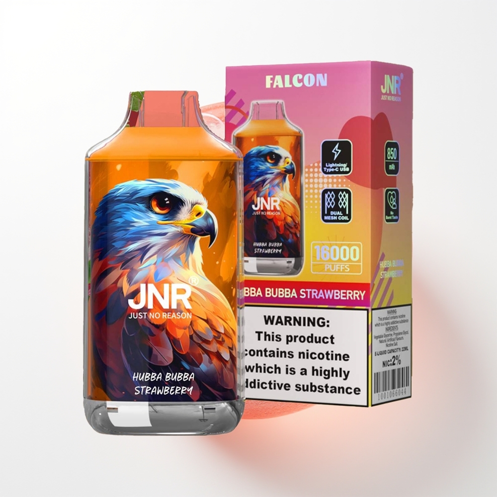 JNR Falcon 16000 Pūšienu Vienreizējās Lietošanas Vape Hubba Bubba Zemenes
