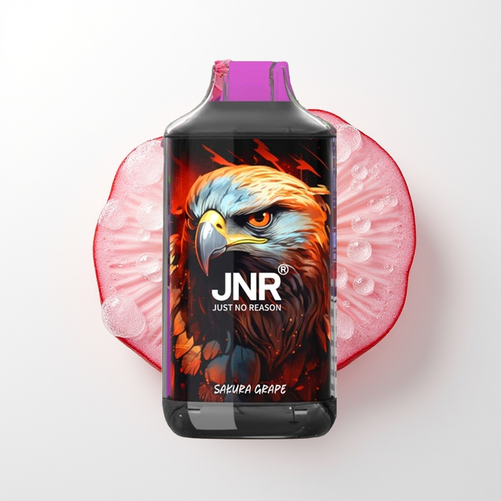 JNR Falcon 16000 Pūti Vienreizējās Lietošanas Vape Sakāra Vīnogas 850 mAh 22ml Dual Mesh Coil Type C & Lightning Smart LED Display 0%,2%