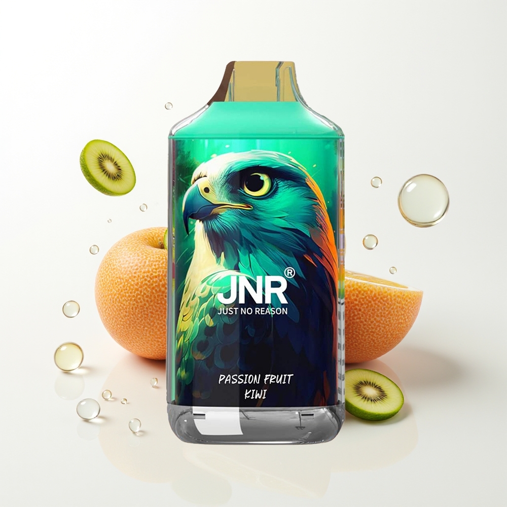 JNR Falcon 16000 Pūšu Vienreizējās Lietošanas Vape Pasijas Augļu Kiwi 850mAh 22ml Dual Mesh Coil Type C & Lightning Smart LED Display 0%,2%