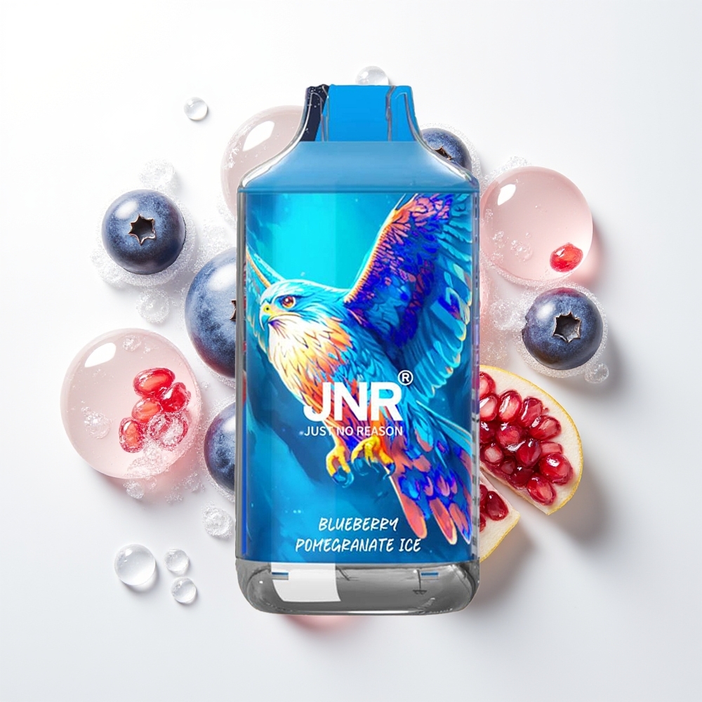 JNR Falcon 16000 Puffs Vienreizējās Lietošanas Vape Zilā Okeāna Pomegranātu Ledus, 850mAh, 22ml, Dual Mesh Coil, Type C & Lightning, Smart LED Display, 0%,2%