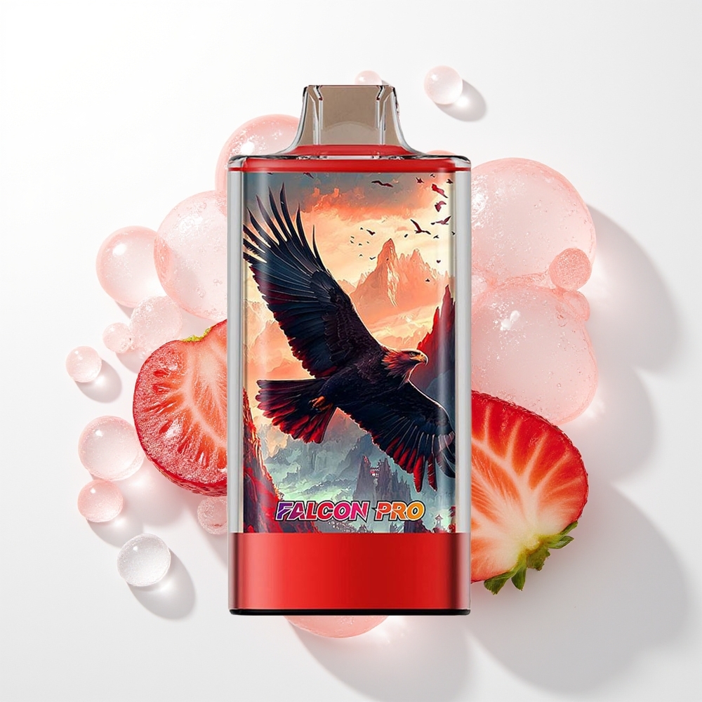 JNR Falcon Pro 28000 Disposable Vāpēšanas Iekārta Zemeņu Ledus ar 30ml Priekšpildījumu, 950mAh Akumulatoru, Displeju un Dual Mesh Coil