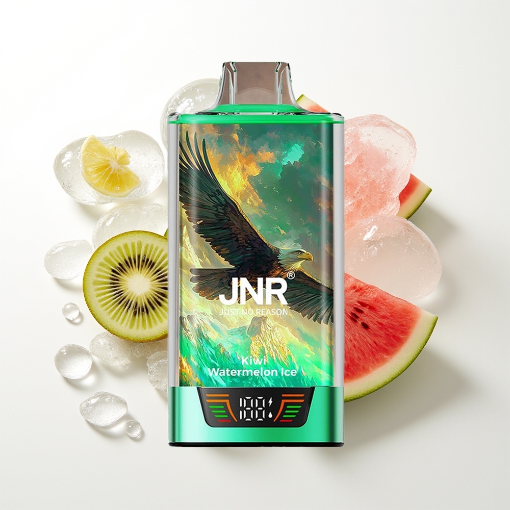 JNR Falcon Pro 28000 Izdzeramais Vaps Kivi Arbūzs Ledus ar 30ml, 950mAh, 5% Nikotīna, Viedais Displejs, Dvīņu Režģa Spole, USB Type-C Uzlāde, MTL Ieklāšana