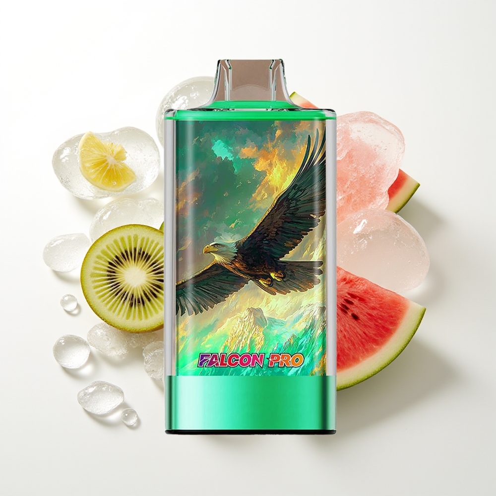 JNR Falcon Pro 28000 Izdzeramais Vaps Kivi Arbūzs Ledus ar 30ml, 950mAh, 5% Nikotīna, Viedais Displejs, Dvīņu Režģa Spole, USB Type-C Uzlāde, MTL Ieklāšana