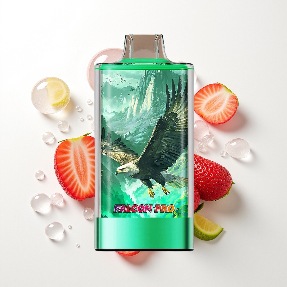 JNR Falcon Pro 28000 Izklaides Vēdeņu Zemeņu-Ķīvija ar 30ml, 950mAh, 5% Nikotīna, Smart Display, Dual Mesh Coil, USB Type-C, MTL