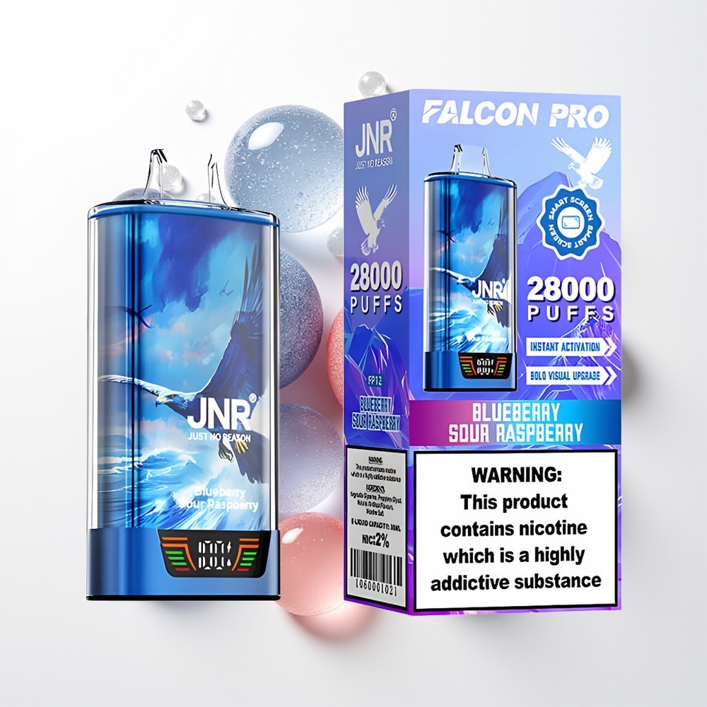 JNR Falcon Pro 28000 Izmēģināmais Vape Zilā Ķirše Skābā Aveņu 30ml 950mAh 5% Nicotīna MTL