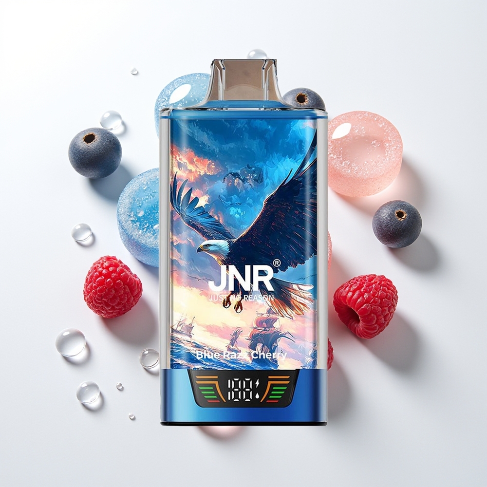 JNR Falcon Pro 28000 Vienreizējās Lietošanas Vape Zilā Aveņu Ķiršu 30ml 950mAh 5% Nikotīns