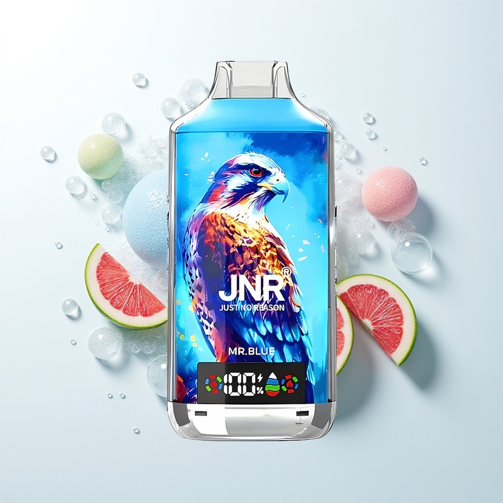 JNR Falcon X 18000 Pūšu Vienreizējās Lietošanas Vape Dubultā Režģa Spole, Digitālais Displejs, Type-C Uzlāde, 24ml E-šķidrums, 750mAh Akumulators, Nikotīns 0%/2%/5% Kungs Zils