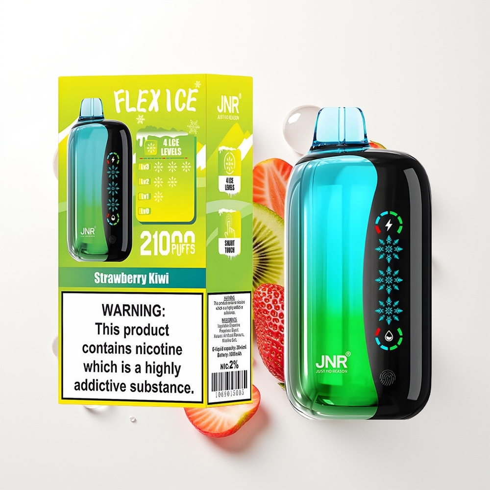 JNR Flex Ice 21000 Iespējas Vienreizējās Lietošanas Vape Zemene Kiwi Pielāgojams Gaiss, 26ml E-šķidrums, 1.2 Ohm Dual Mesh, 1000mAh, Type-C Uzlāde