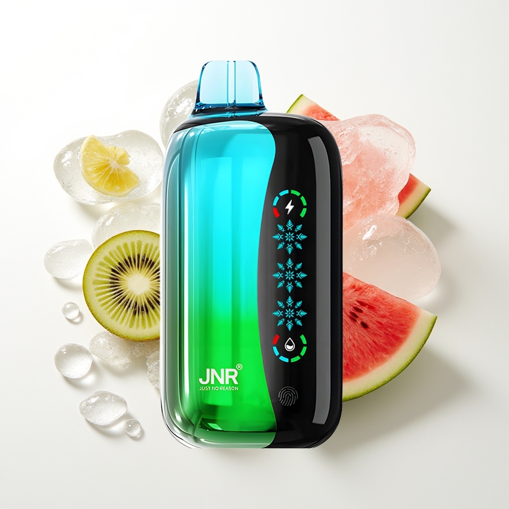 JNR Flex Ice 21000 Puffs Dispozējamais Veips Kivi Arbūzs Ledus Ice Adjustable 26ml Customizable Airflow Touch Screen 1.2 Ohm Dual Mesh 1000mAh Type-C 0%,2%,3%,5% Nikotīns