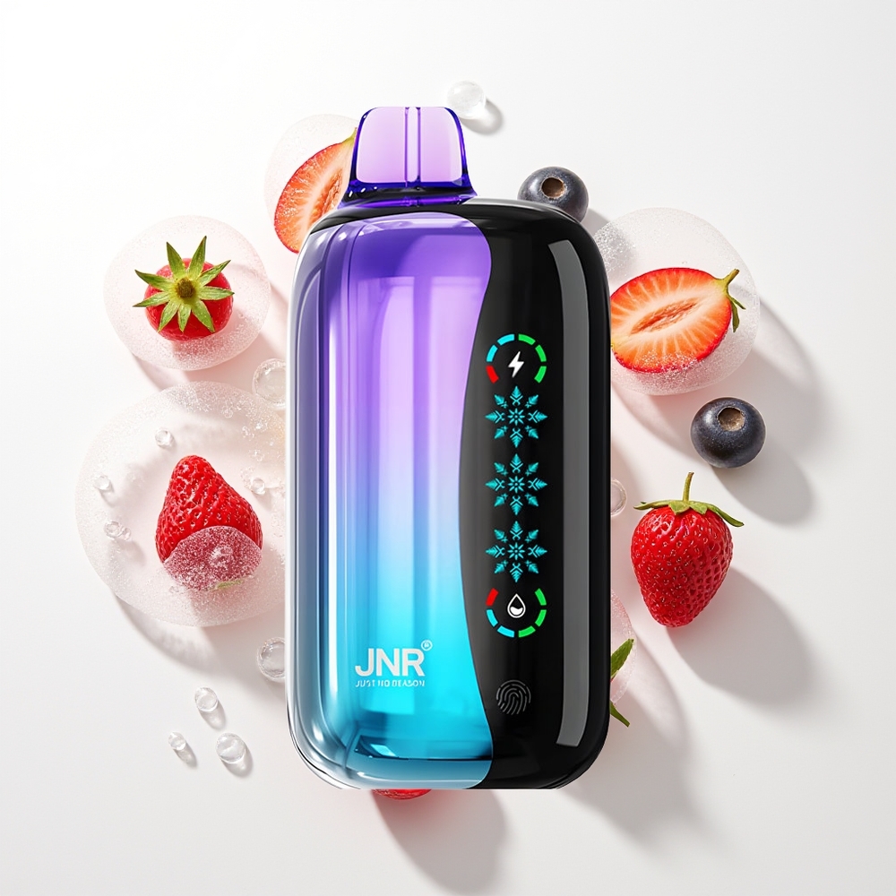 JNR Flex Ice 21000 Puffs Izmetamais Veips Jauktās Ogles + Ledus Regulējams + 26ml E-Šķidrums + Pielāgojams Gaisa Plūsma + Touch Screen + 1.2 Ohm Dual Mesh + 1000mAh Akumulators + Type-C Uzlāde
