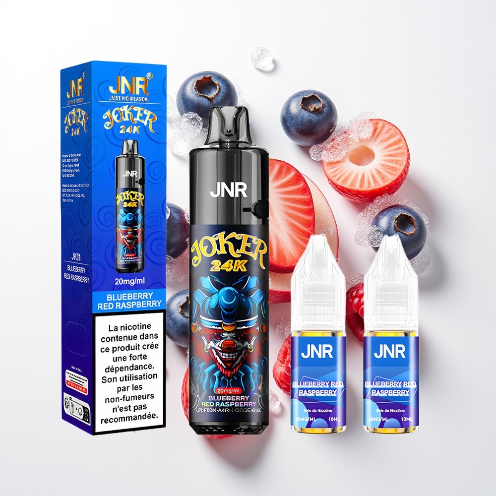 JNR Joker 24000 Pūšu Vienreizējās Lietošanas Vape Zilenes Sarkanais Aveņu 2+10ml Pārlejams Pods 800mAh 2% Nikotīns