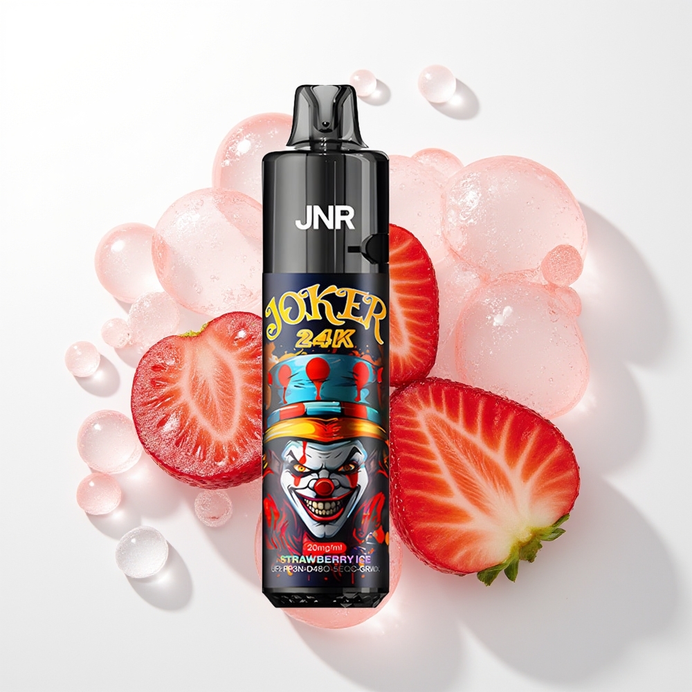 JNR Joker 24000 Pūšu Zemeņu Ledus Vape ar 2% Nikotīna, 800mAh Akumulatoru, Type-C Uzlādi un Krāsainu Gaismu