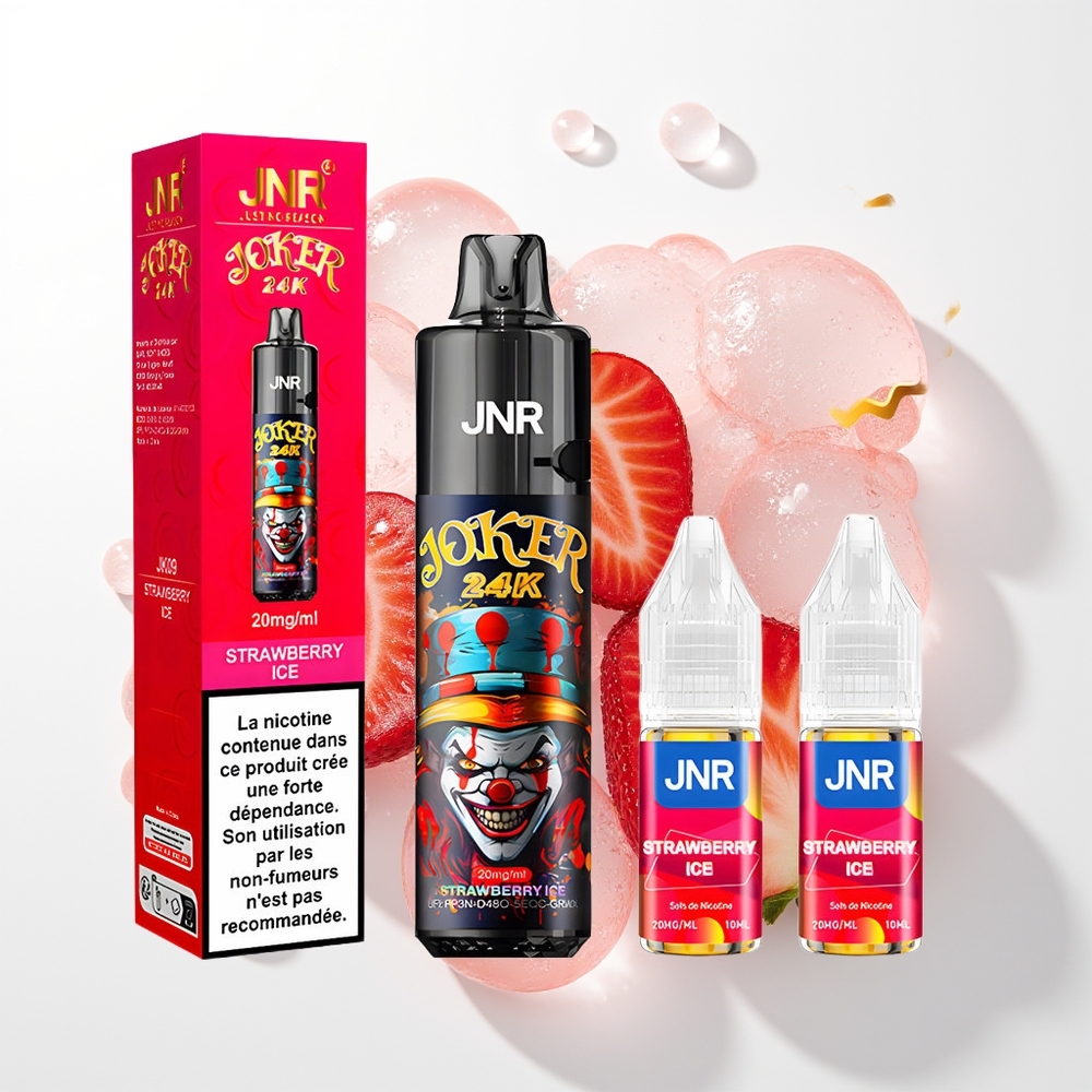 JNR Joker 24000 Pūšu Zemeņu Ledus Vape ar 2% Nikotīna, 800mAh Akumulatoru, Type-C Uzlādi un Krāsainu Gaismu